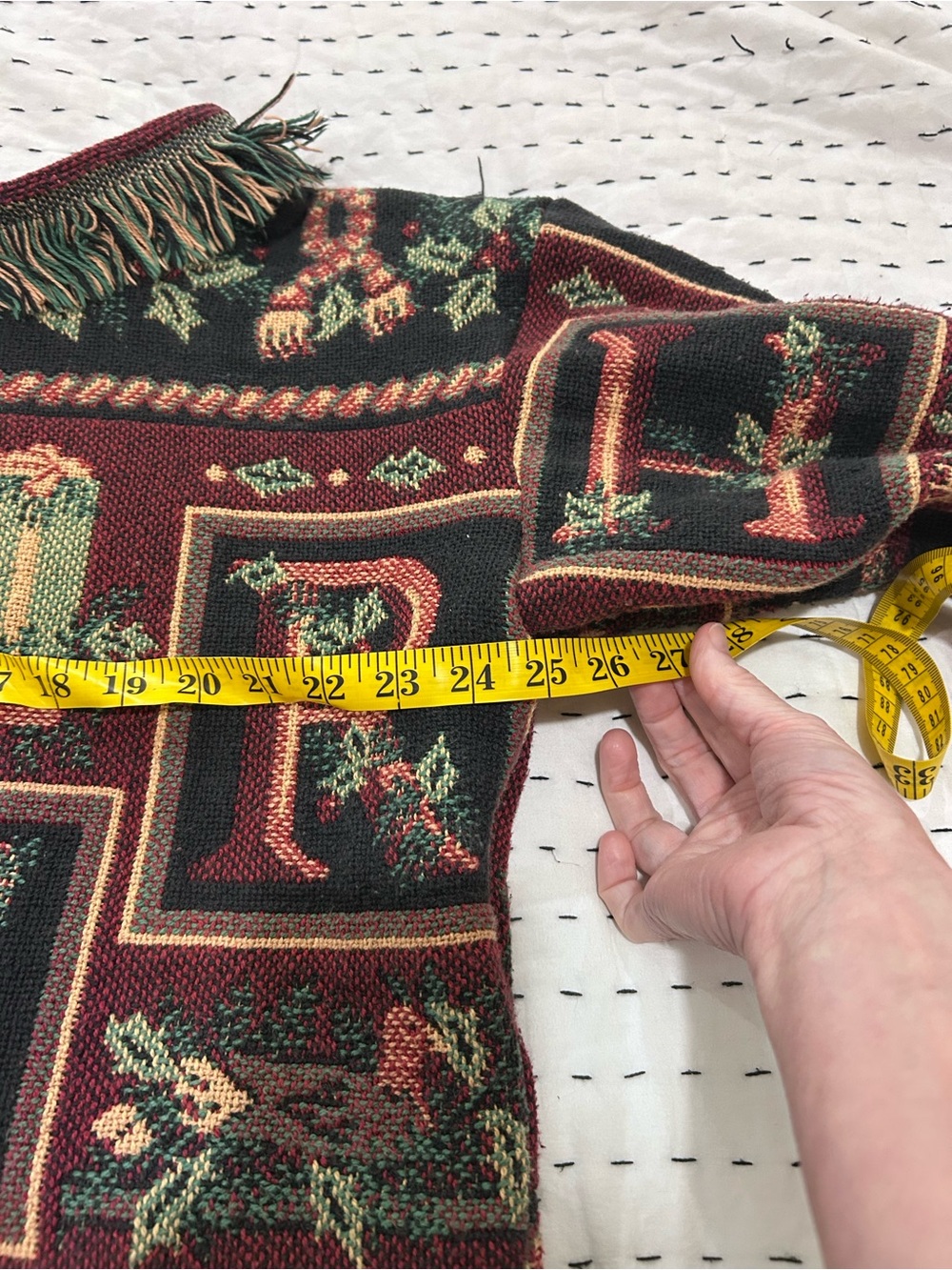Fringed Tapestry Upcycled Sweater - Burgundy Floral - Picture 9 of 16
